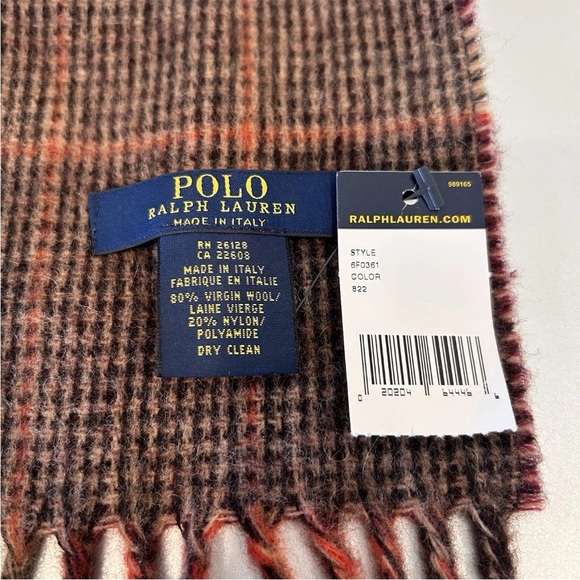 Vintage Polo Ralph Lauren Men's Reversible Scarf Italy Plaid Quiet Luxury NEW - Picture 5 of 6